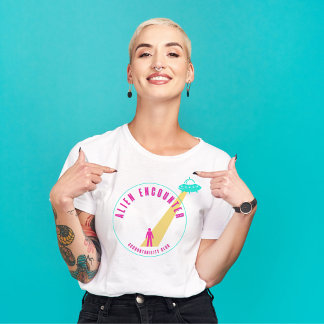Alien stöter på Klubb Funny Shock rosa & Teal Grap T Shirt