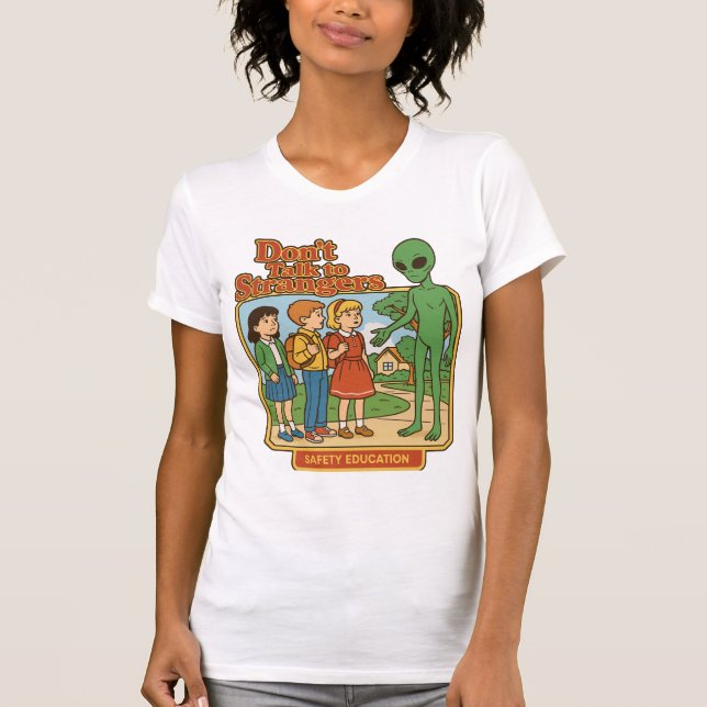 Alien Stranger Danger Retro Comic Art T Shirt (Framsida)