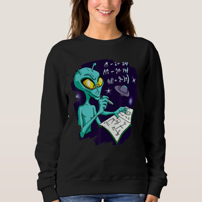 Alien Studying Solving Math Science Physics Equati T Shirt (Framsida)