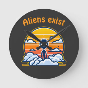 Alien Sunset Aesthetic Sci-Fi Alien Sunset Rund Klocka