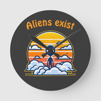 Alien Sunset Aesthetic | Sci-Fi Alien Sunset Rund Klocka