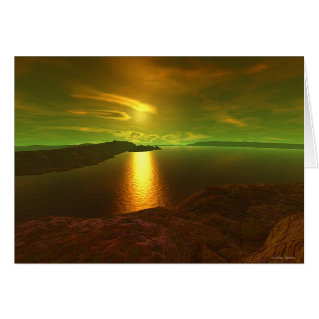 Alien sunset hälsningskort (Framsidan Horizontal)