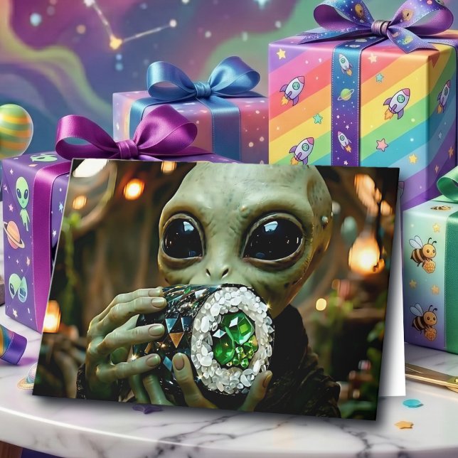 Alien & Sushi Puns | Ris och Ljusstark Födelsedag Kort (Skapare uppladdad)