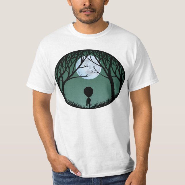 Alien T-shirt Manar alien w. Måne Shirts (Framsida)
