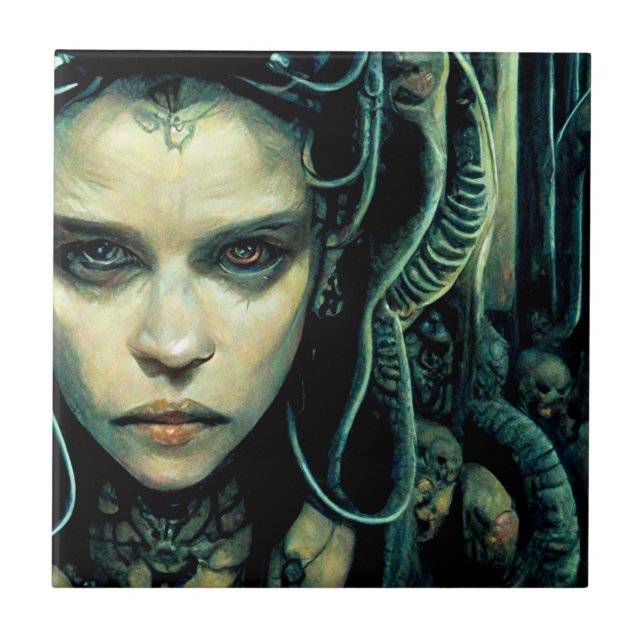 Alien Tech Girl Science fiction Kakelplatta (Framsidan)