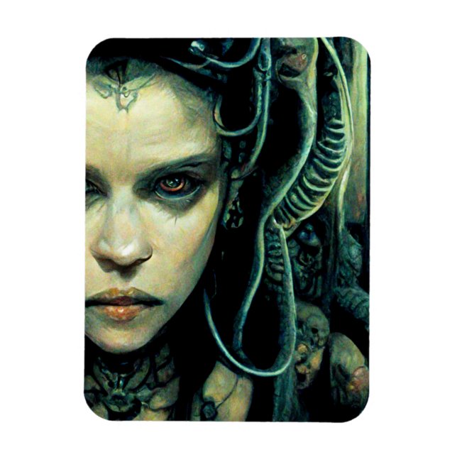 Alien Tech Girl Science fiction Magnet (Vertikal)