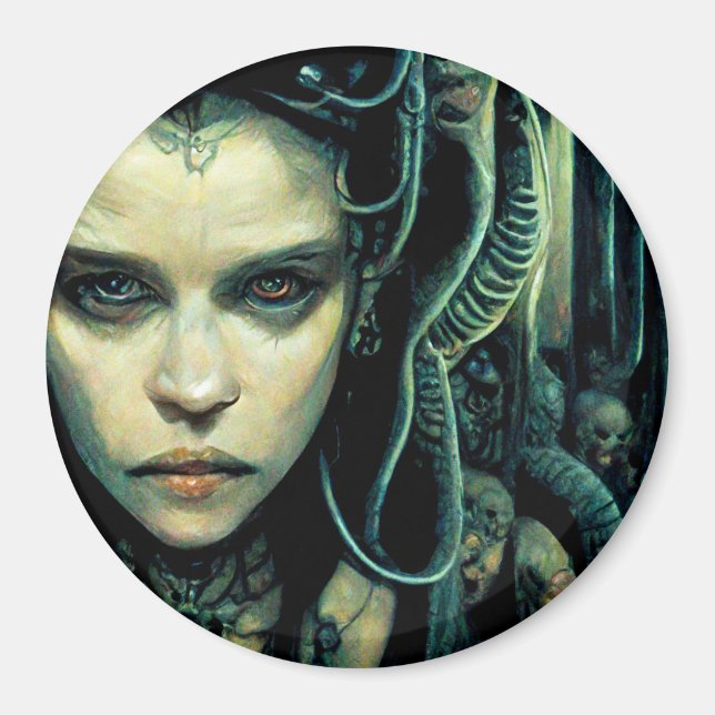 Alien Tech Girl Science fiction Magnet (Framsidan)