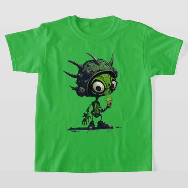 Alien Tecknad Design Enjoise Cone-Coola för att sk T Shirt (Laydown)