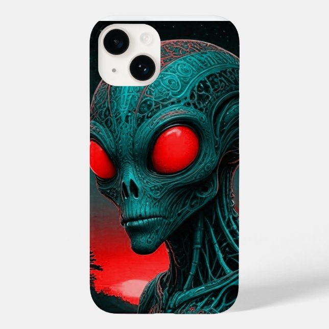 Alien temed iPhone 14-telefonfodral (Baksida)