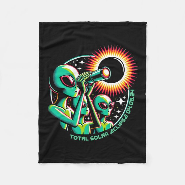 Alien Total Solar Eclipse 4.8.2024 Apparel Fleecefilt (Framsidan)