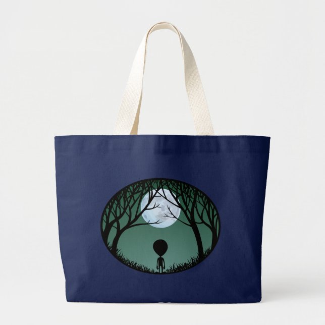 Alien Tote bags och Cute Grått Alien Matkasse Jumbo Tygkasse (Framsidan)