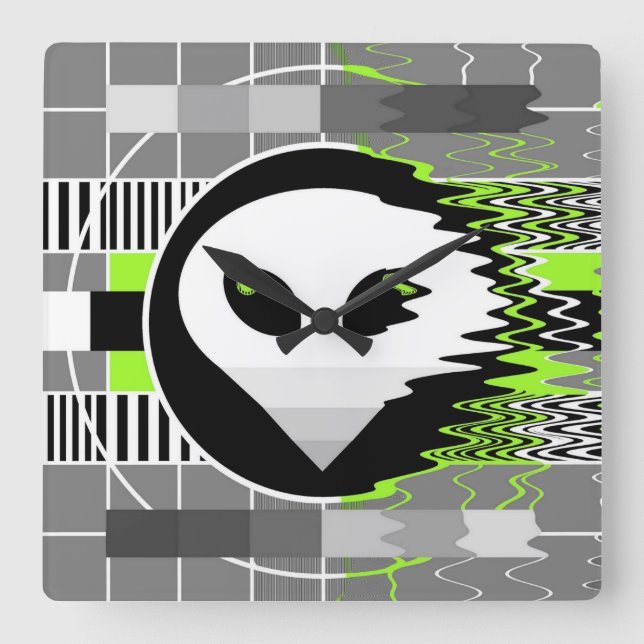 Alien TV-klockruta Fyrkantig Klocka (Framsida)