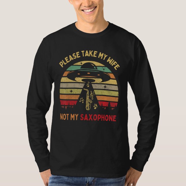 Alien UFO Abduction Jazz Saxophone Player Instrume T Shirt (Framsida)