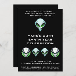 Alien UFO Abduction Space Födelsedagsfest Inbjudningar