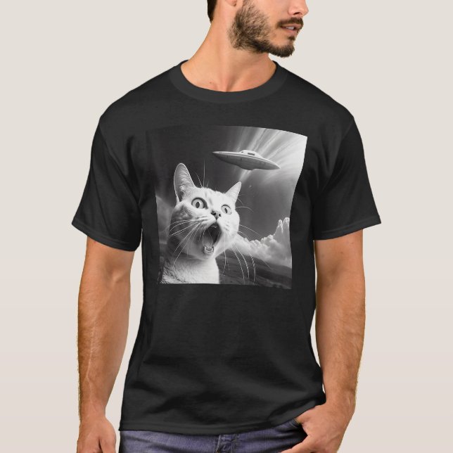 Alien UFO  Cat 1 T Shirt (Framsida)