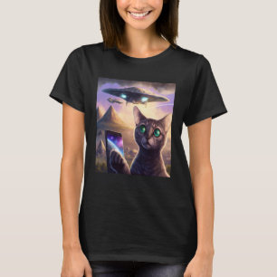 Alien UFO Cat Selfie Galaxy Cat T Shirt