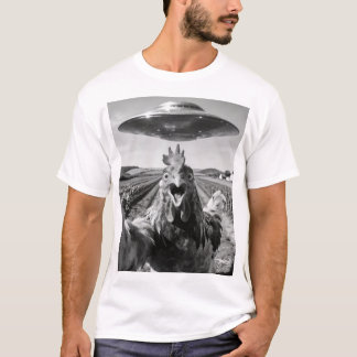Alien UFO Chicken Art Abduction SciFi Humor T Shirt