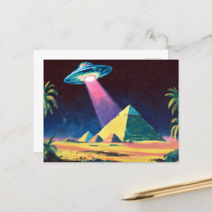 Alien UFO Egyptian Pyramids Vykort