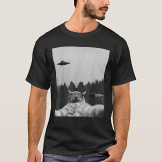Alien UFO Funny Cat Galaxy Cat Tee Graphic Tee