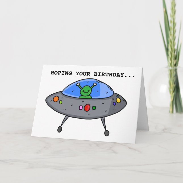 ALIEN UFO FUNNY FÖDELSEDAGSKORT KORT (Framsida)