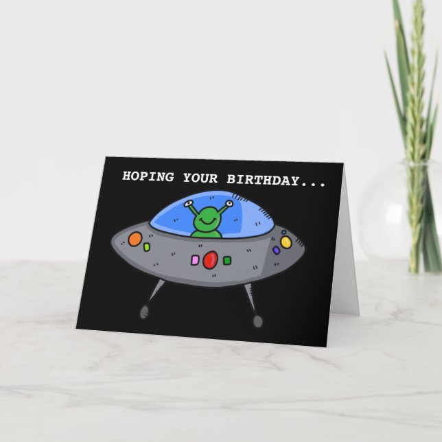 ALIEN UFO FUNNY FÖDELSEDAGSKORT KORT (Framsida)