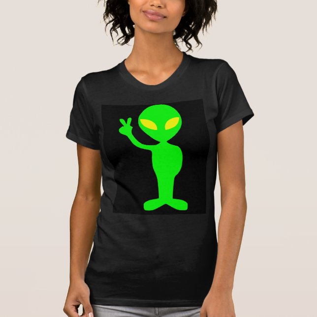 ALIEN UFO FUNNY MÖRK T-SHIRTS TEES (Framsida)
