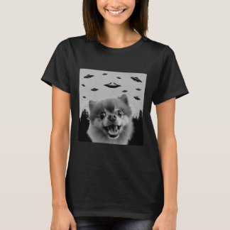 Alien UFO Funny Pommern Hund älskare Manar Women K T Shirt