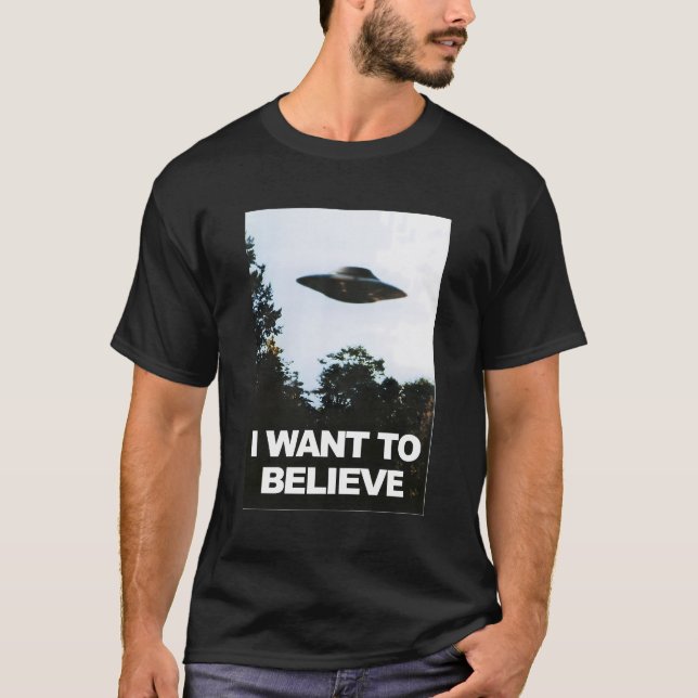 Alien Ufo Hunter vill jag tro T Shirt (Framsida)
