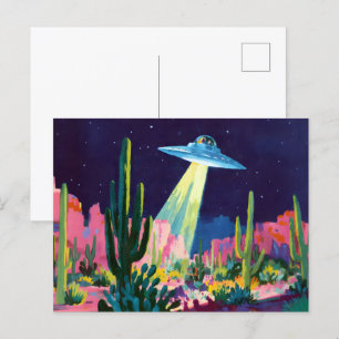 Alien UFO i öknen Vykort