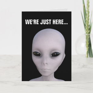 ALIEN UFO LITTLE GRÅTT MAN FÖDELSEDAGSKORT KORT