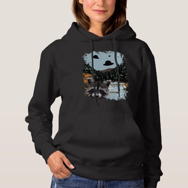 Alien UFO Raccoon Lovers Extraterrestrial Encounte T Shirt (Framsida)