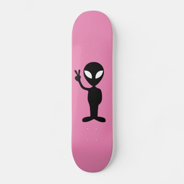 Alien UFO Skateboard-Rosa Mini Skateboard Bräda 18,5 Cm (Framsida)