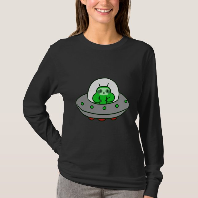 Alien Ufo Sloth T Shirt (Framsida)