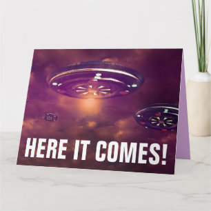 ALIEN UFO SPACESHIP FUNNY BIG BIRTHDAY CARD KORT
