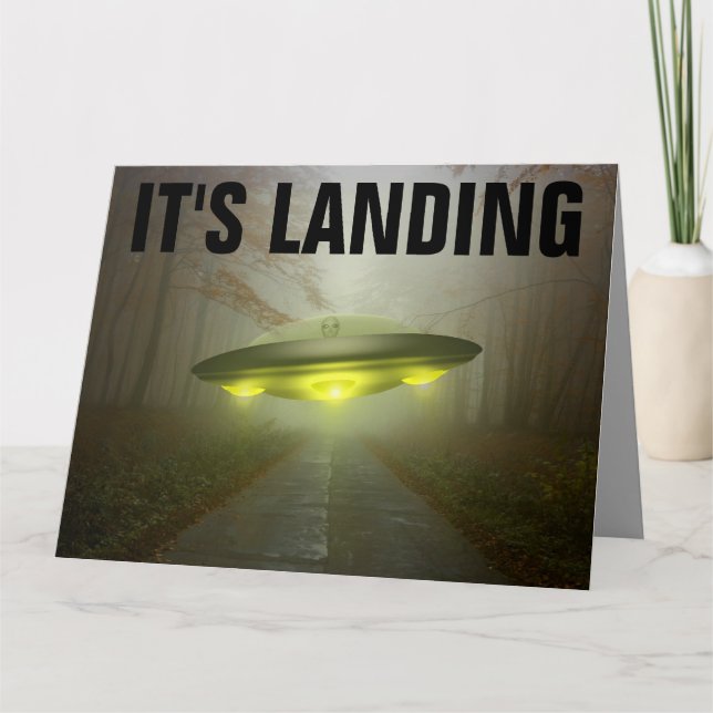 ALIEN UFO SPACESHIP FUNNY BIG BIRTHDAY CARD KORT (Framsida)