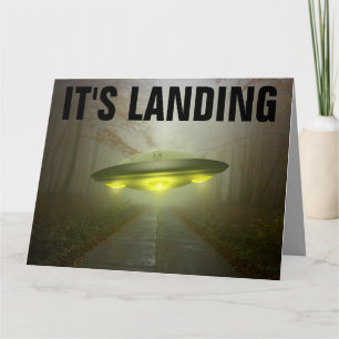 ALIEN UFO SPACESHIP FUNNY BIG BIRTHDAY CARD KORT