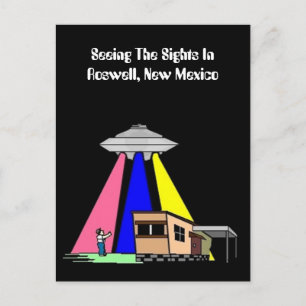 Alien UFO-vykort för radbyte i mitten av århundrad Vykort