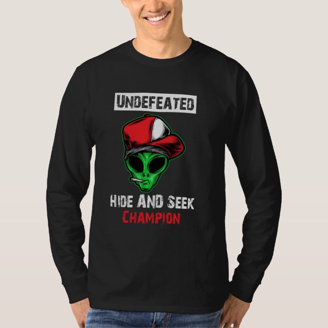 Alien Unbesegrad Göm & Seek Champion World Champi T Shirt (Framsida)