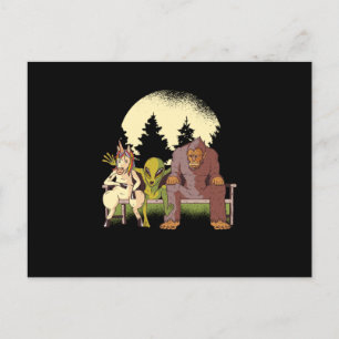 Alien Unicorn Bigfoot UFO Believer Utomjordingars Vykort