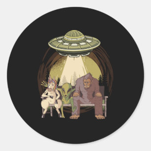 Alien Unicorn Bigfoot Utomjordingars UFO Believer  Runt Klistermärke