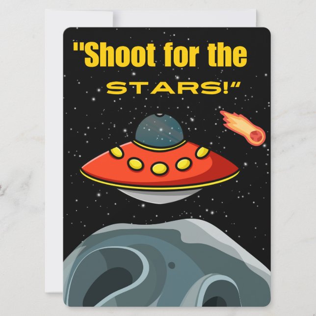 ALIEN, UNIVERSE, ROCKETSHIP, PLANET OCH ASTRONAUUT JULKORT (Framsida)