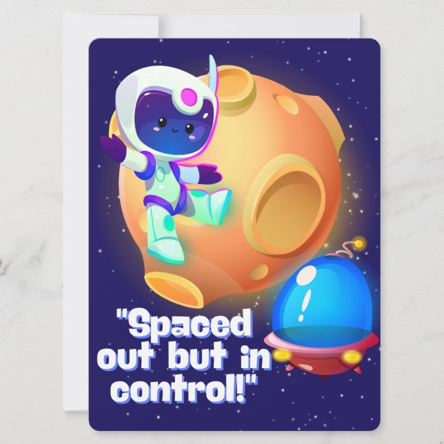 ALIEN, UNIVERSE, ROCKETSHIP, PLANET OCH ASTRONAUUT JULKORT (Framsida)