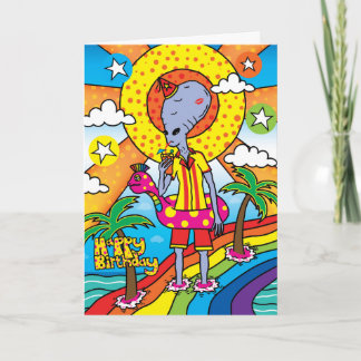 Alien Vacation Birthday Kort