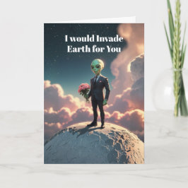 Alien Valentine on the Moon – “I Will Invade Earth Helgkort