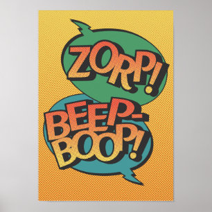 Alien vs robot popkonst retro poster