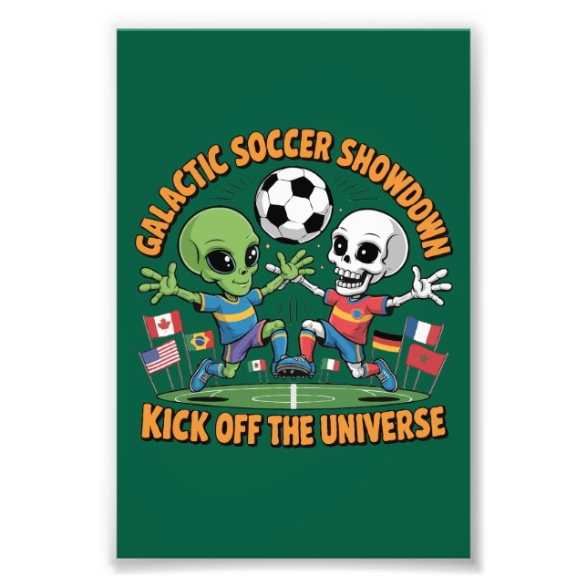 Alien vs Skeleton Galactic Fotbolls Uppvisning | R Fototryck (Framsidan)