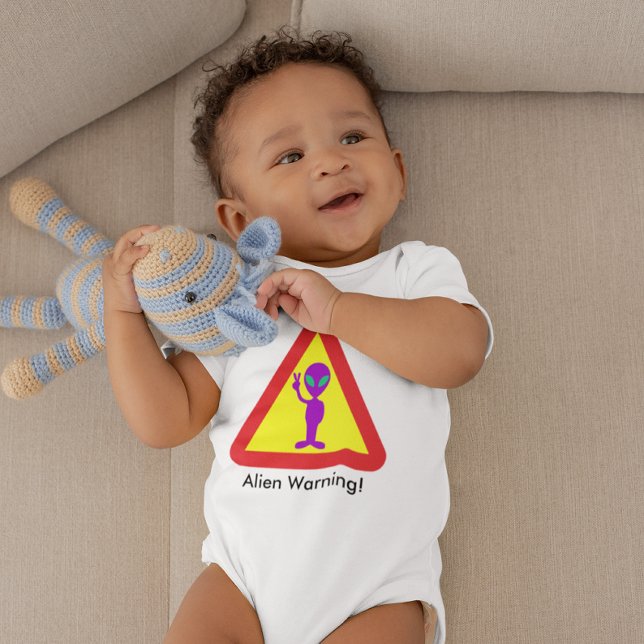 Alien Warning Lila Alien Caution Sign T Shirt (Alien Warning Purple Alien Caution Sign Baby Bodysuit)