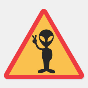 Alien Warning Triangelformat Klistermärke