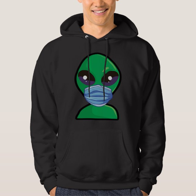 Alien Wearing Face Mask Hoodie (Framsida)