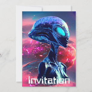Alien Wisdom Psychedelic Scifi Art Inbjudningar